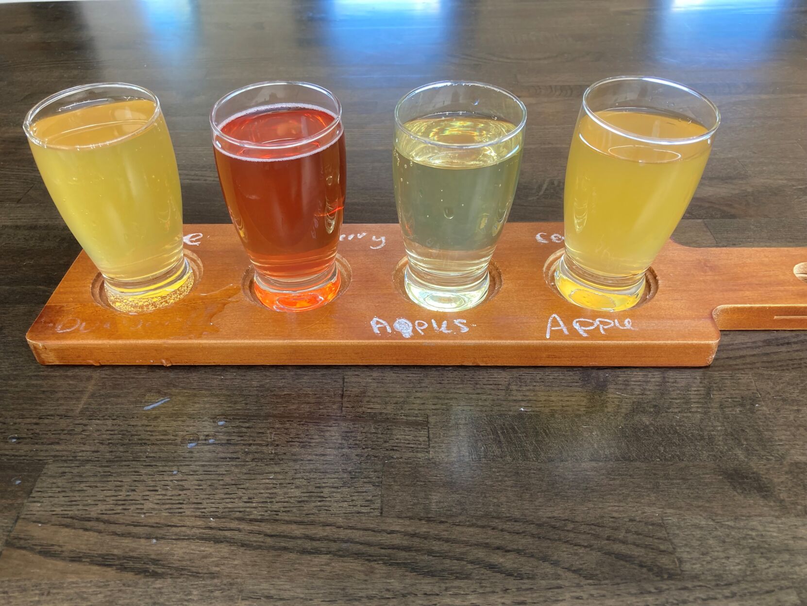 Cider flight at Wyndridge Farm